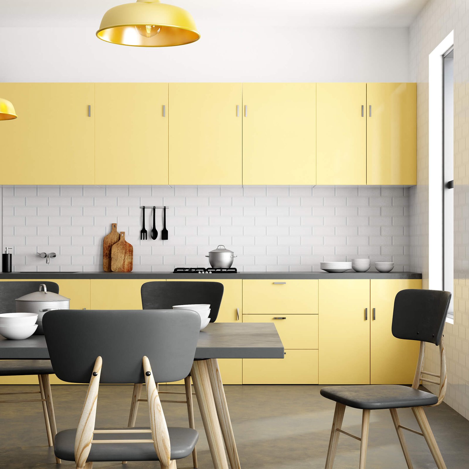Armoires jaune vif